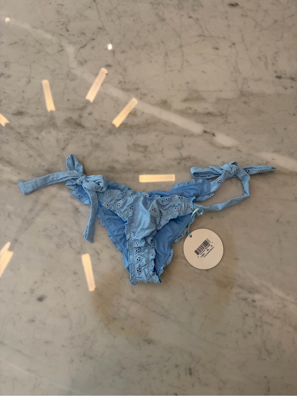 Frankie's Bikinis Light Blue Eyelet Tie-Side Swim Bottom